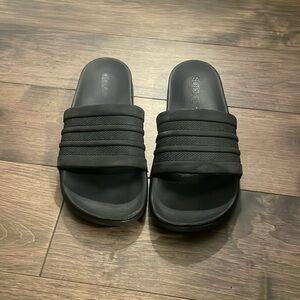 Black adidas comfy slides